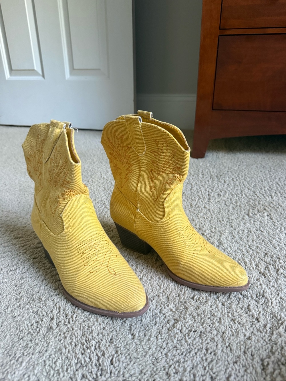 Yellow Western Ankle Boots - Women's Fashion Cowboy Boots